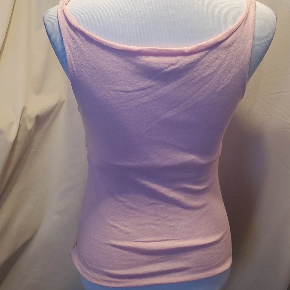 Michael Stars Pink Rouched Metallic Tank OS - Picture 3 of 7